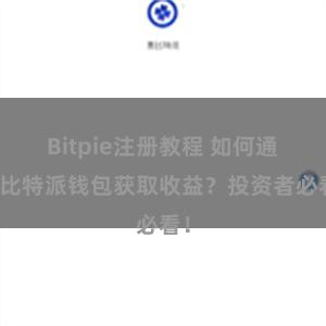 Bitpie注册教程 如何通过比特派钱包获取收益？投资者必看！